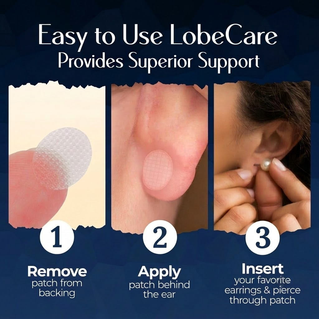 LobeCare™ (60 Patches) The ORIGINAL Ear Lobe Support Patches for Pierced Ears
